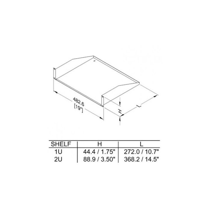 R1194/1UVK- 1U Black Vented Rack Shelf - 270.5mm Deep