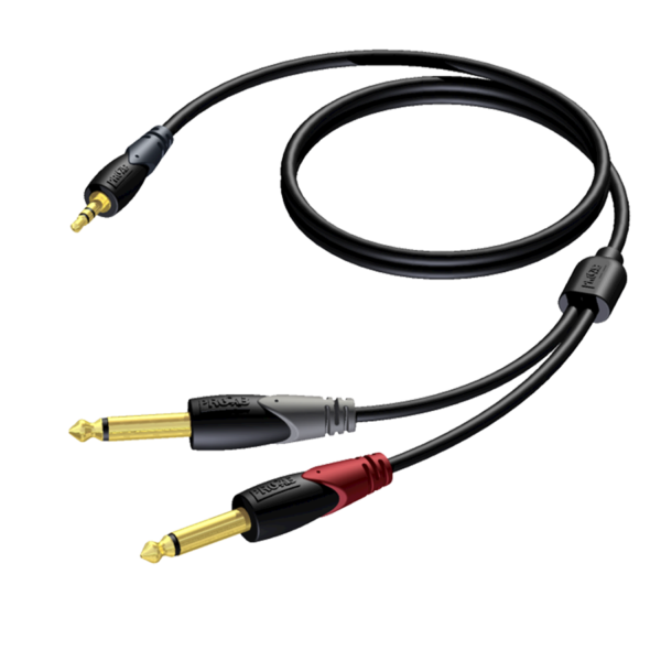 Procab CLA713 – 3.5 mm Jack male stereo to 2 x 6.3 mm Jack male