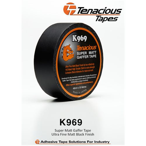 K969 Tenacious Matt Black Gaffer Tape 48mm x 30 metre
